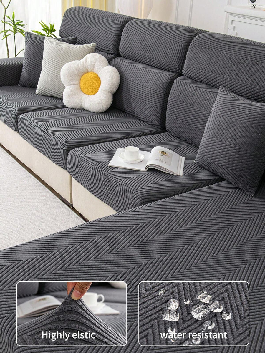 1pc All Season Stretch Sofa Cover, Non-Slip, Waterproof, Full Coverage Sofa Seat Cushion, Machine Washable, Dust-Proof, Pet-Friendly, Suitable For L-Shaped And 1/2/3/4-Seat Sofas In Bedroom, Living Room, Thickened Warm Plush Furniture Protector