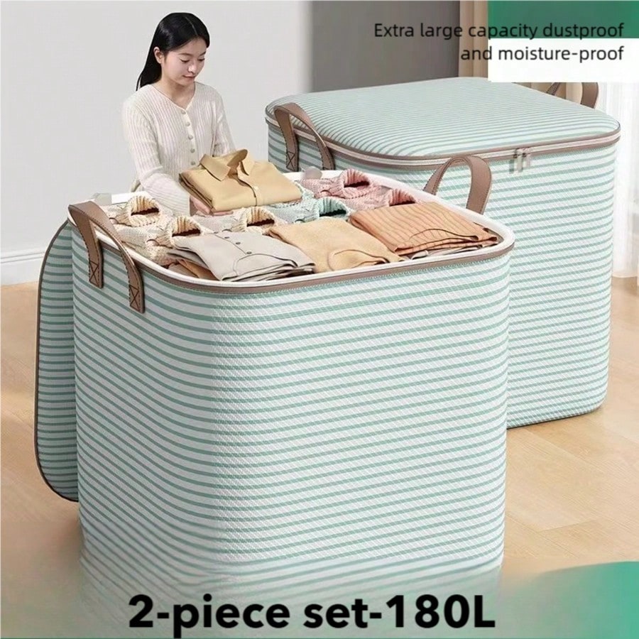 (2PCS/Bag) 180L Each, Large Capacity Clothes Storage Bag, Sofa Cushion, Quilt Or Blanket Storage Bag, Dust-Proof, Cabinet Storage, Moving Storage, Moving Packing Bag.