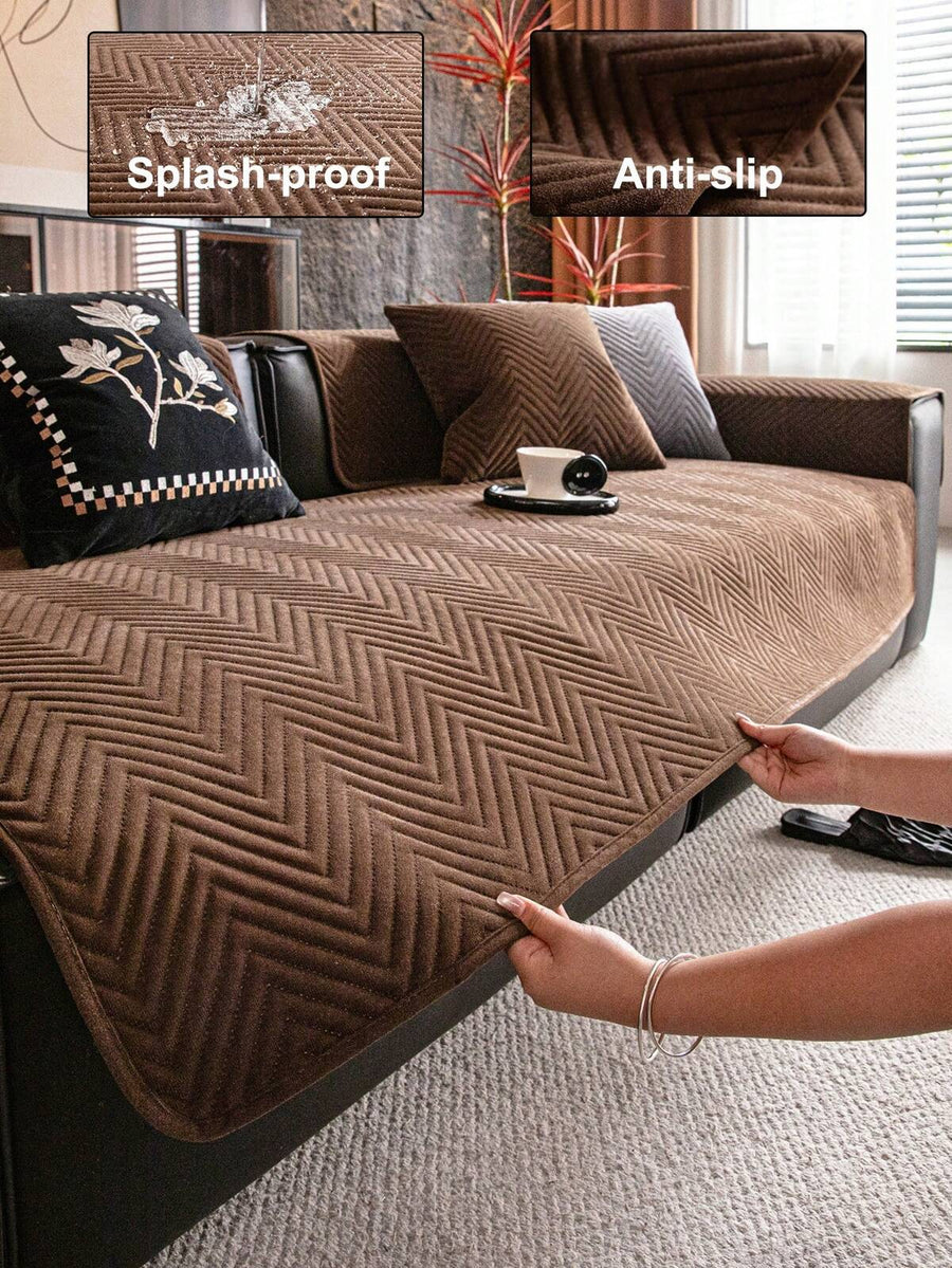 1pc Waterproof Sofa Cover, Thick & Warm For Autumn/Winter, Soft & Skin-Friendly, Machine Washable, Pet-Friendly Anti-Dirty Durable, Suitable For All Seasons, Holiday Decor Furniture Protection, Fit For 1/2/3/4 Seater Sofa Armrest Backrest
